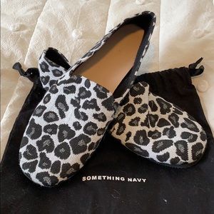 Something Navy leopard mules